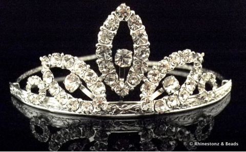 "Ashleigh" Tiara - Silver/Crystal 40mm high